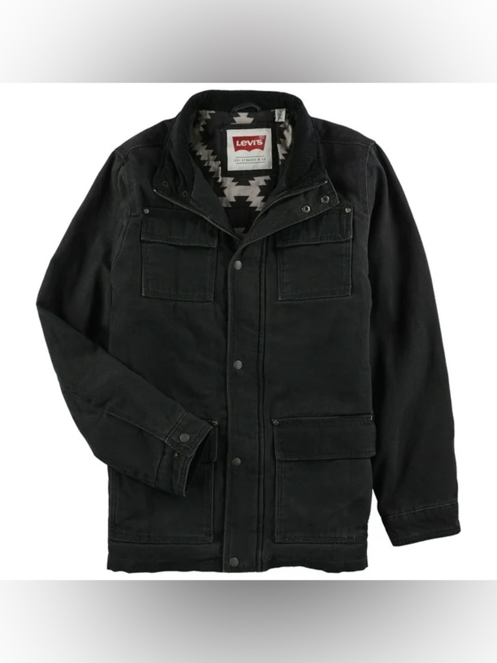 Vintage Levi's Men's Black Canvas Work Utility Field Jacket Size Medium